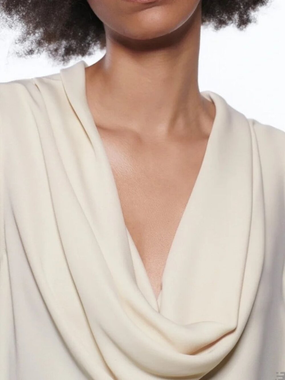 Zara Flowy Neckline Top (Cream/Ecru)